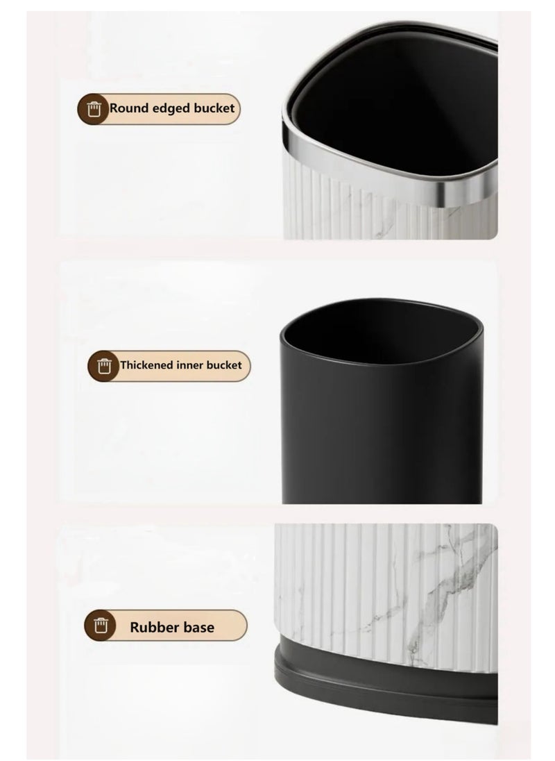 Generic - Waste Bin Square Garbage Bin Bathroom Wastebasket Plastic Large capacity Trash Can for Living Room Kitchen Bathroom（Grey silvery circle）12L - Image 1