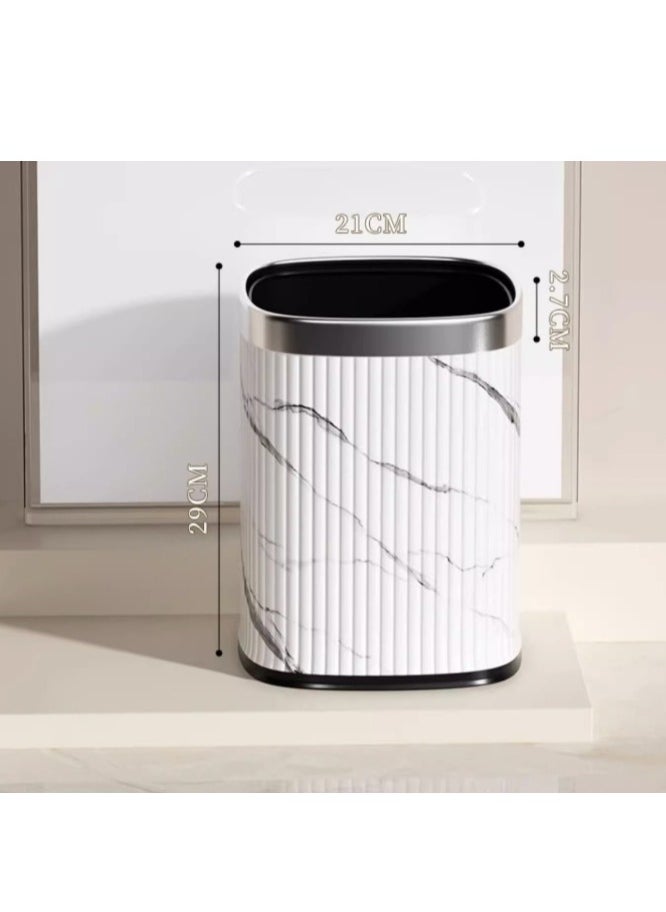 Generic - Waste Bin Square Garbage Bin Bathroom Wastebasket Plastic Large capacity Trash Can for Living Room Kitchen Bathroom（Grey silvery circle）12L - Image 1