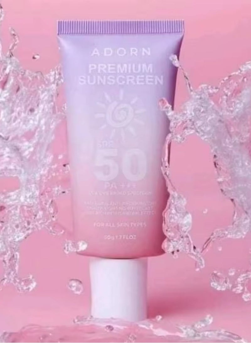 أدورن واقي الشمس الفاخر من أدورن بعامل حماية من الشمس 50 +++ 50 جم 17 أونصة سائلة - Image 1