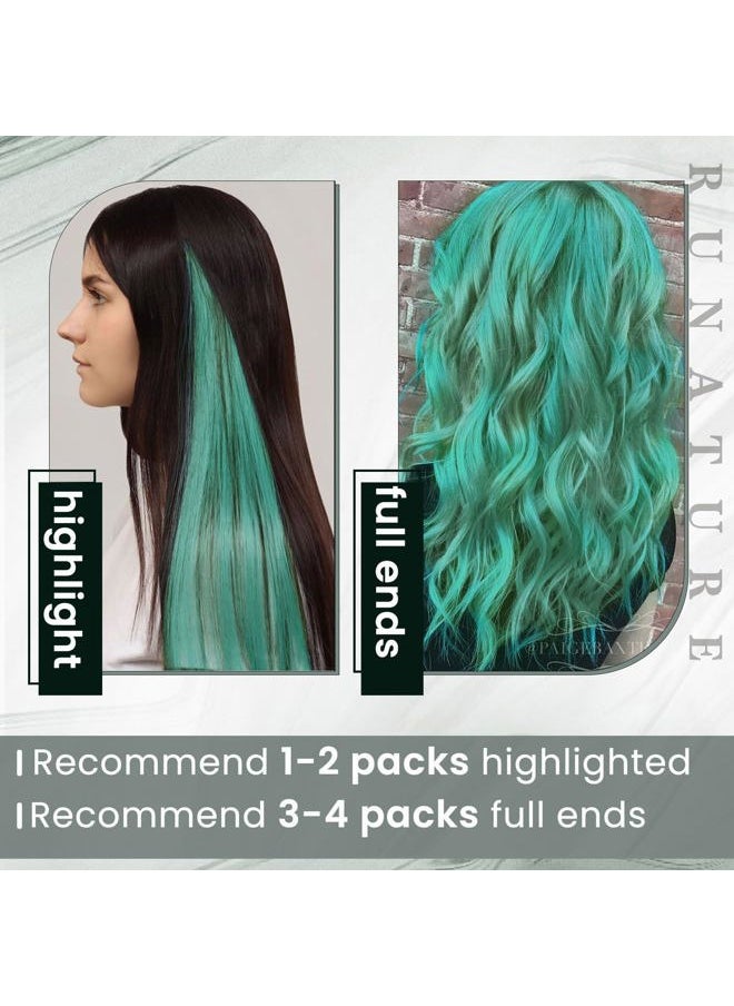 RUNATURE - 20 Inch I Tip Hair Extensions Human Hair Teal Green Itip Human Hair Extensions Colored Real Hair Extensions for Highlight Long I Tip Extensions Real Human Hair 25g 25s - Image 1