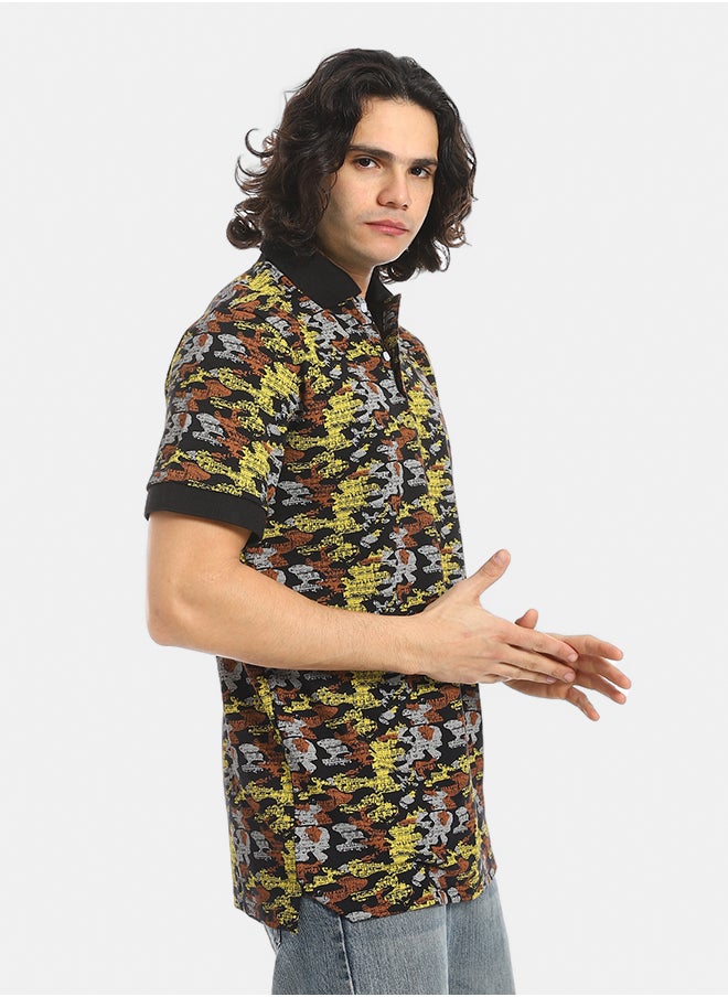 Red Circle Self Pattern Regular Fit Polo Shirt  - Image 2