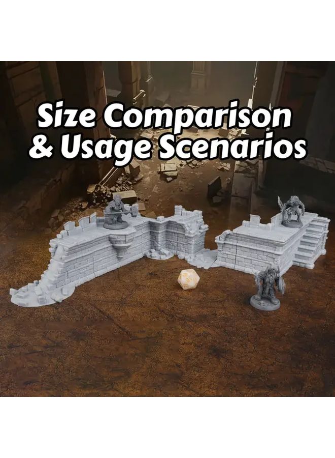 FF625 مجموعة تضاريس قلعة حصينة نمطية - جدران القلعة ثلاثية الأبعاد ومجموعة الأنقاض لألعاب لوحات دورية DND RPG - Image 2