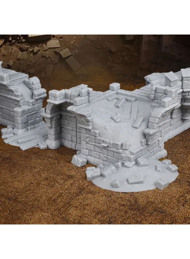 FF625 مجموعة تضاريس قلعة حصينة نمطية - جدران القلعة ثلاثية الأبعاد ومجموعة الأنقاض لألعاب لوحات دورية DND RPG - Image 5