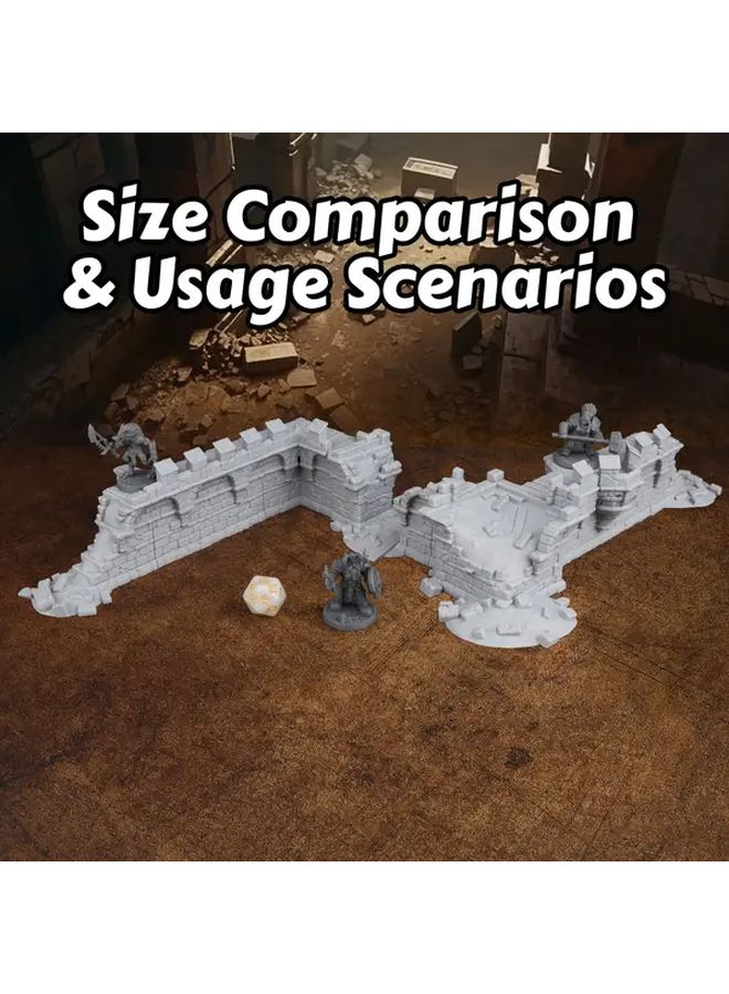 FF625 مجموعة تضاريس قلعة حصينة نمطية - جدران القلعة ثلاثية الأبعاد ومجموعة الأنقاض لألعاب لوحات دورية DND RPG - Image 4