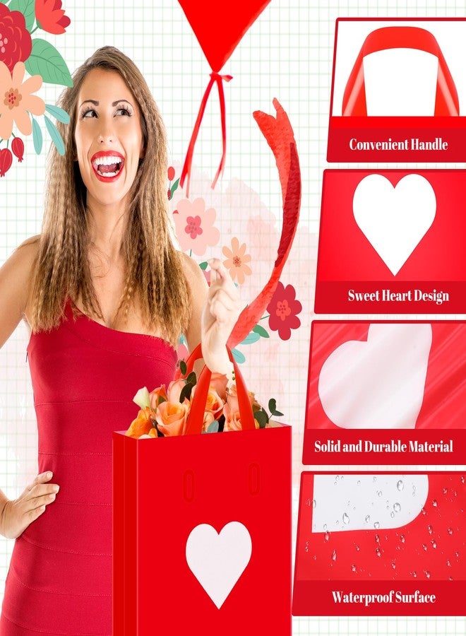 Wesnoy 100 Pcs Valentine's Day Plastic Shopping Bags Bulk 10 x 13'' Large Red Gift Bags with Handle Valentines Gift Bags Heart Reusable Shopping Bags for Valentine Party Supplies - Image 5