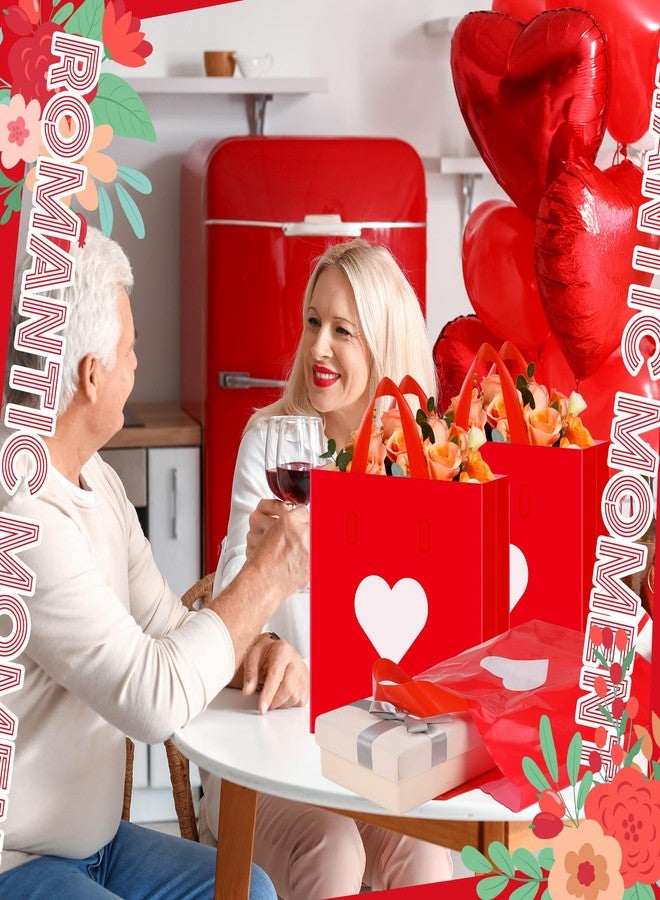Wesnoy 100 Pcs Valentine's Day Plastic Shopping Bags Bulk 10 x 13'' Large Red Gift Bags with Handle Valentines Gift Bags Heart Reusable Shopping Bags for Valentine Party Supplies - Image 2