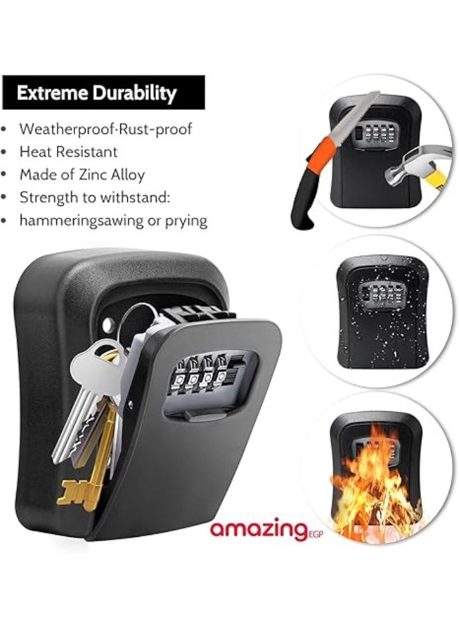 amazing.EGP THE PACk - Wall Mounted Key Lock Box, 4-Digit Combination, Weather-Resistant Metal, Black (BLACK) - Image 3