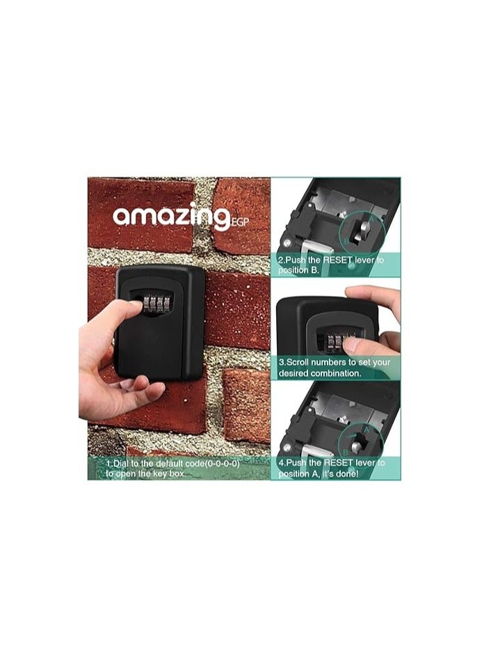 amazing.EGP THE PACk - Wall Mounted Key Lock Box, 4-Digit Combination, Weather-Resistant Metal, Black (BLACK) - Image 4