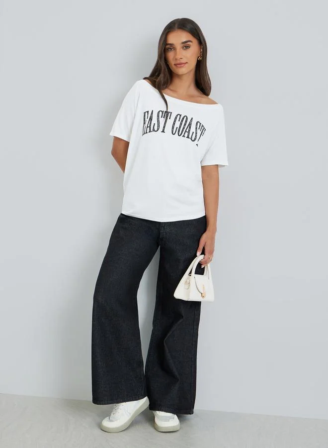 Styli Women White Slogan Print T-Shirt