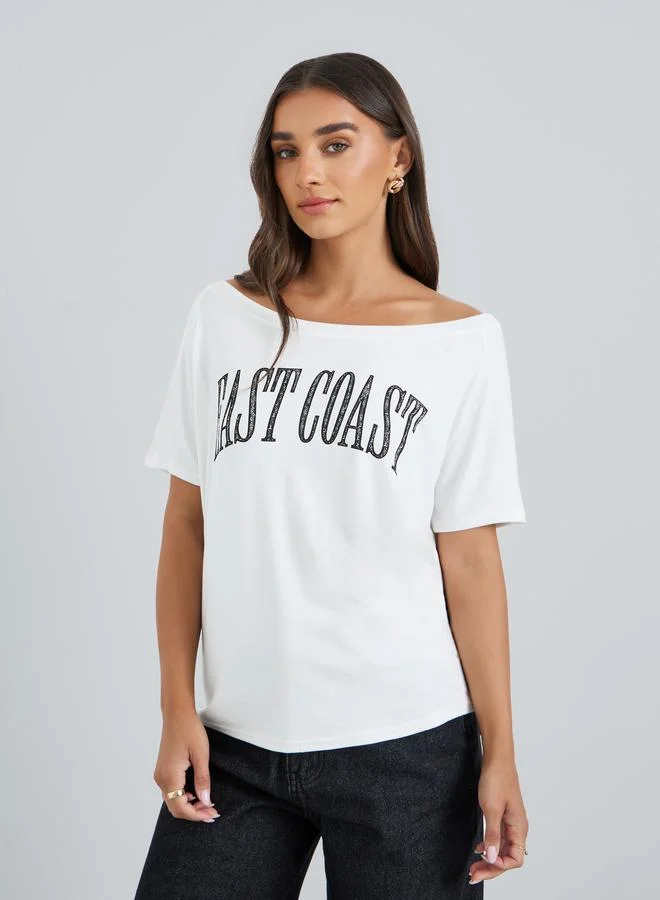 Styli Women White Slogan Print T-Shirt