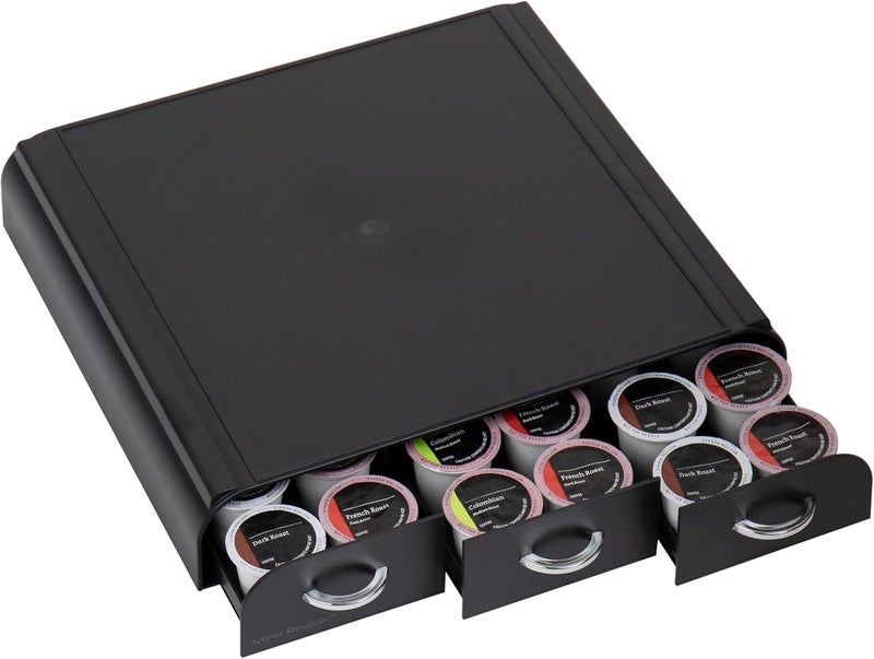 Mind Reader Single Serve Coffee Pod Organizer with 3 Drawers, 36 Pod Capacity, 13.5"L x 12.25"W x 2.5"H, Black - Image 5