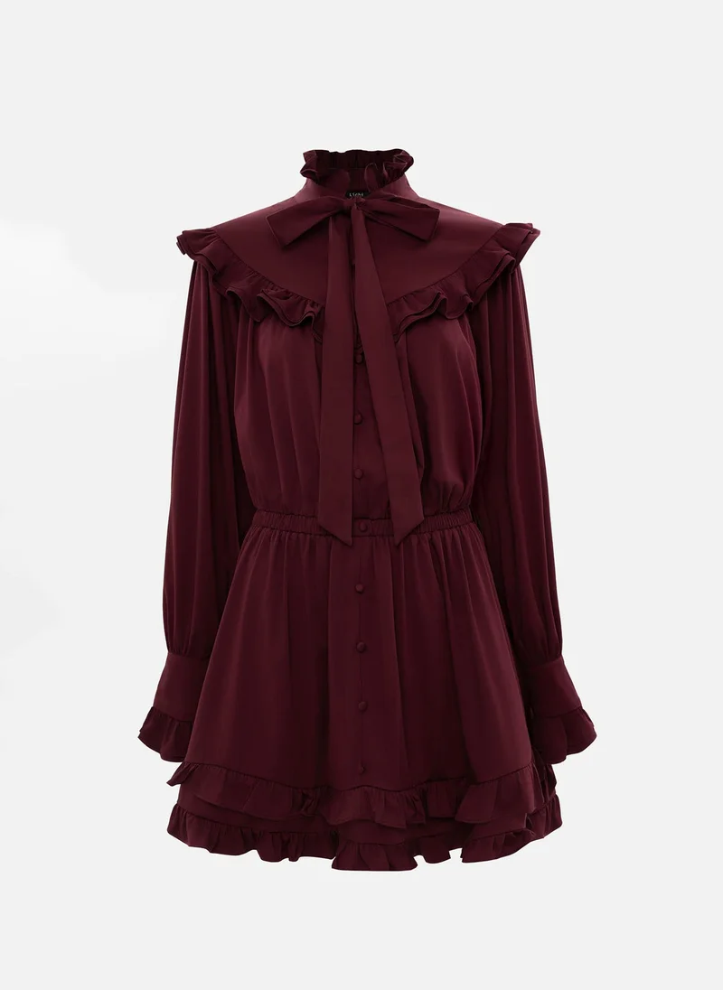 Lichi Mini dress with collar bow and ruffles