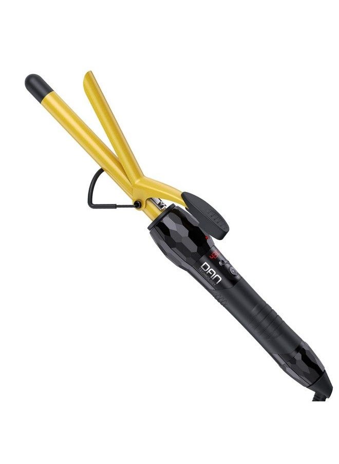 DAN Technology - 5/8 Inch Tourmaline Ceramic Hair Curling Iron 0.6 Inch Curling Wand With Lcd Screen For Hairdressing Beauty School Hair Salon Fast Heating 60 Min Auto Off (Gold Black) - Image 1