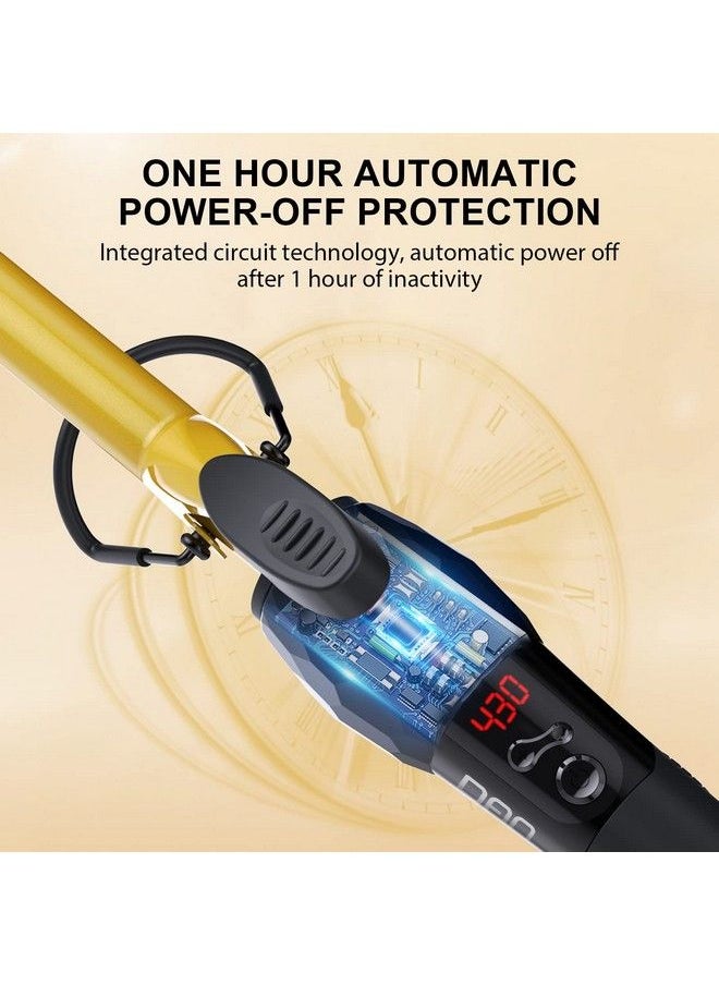 DAN Technology - 5/8 Inch Tourmaline Ceramic Hair Curling Iron 0.6 Inch Curling Wand With Lcd Screen For Hairdressing Beauty School Hair Salon Fast Heating 60 Min Auto Off (Gold Black) - Image 1