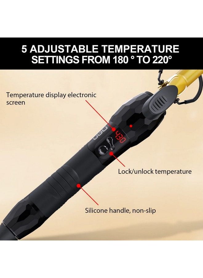 DAN Technology - 5/8 Inch Tourmaline Ceramic Hair Curling Iron 0.6 Inch Curling Wand With Lcd Screen For Hairdressing Beauty School Hair Salon Fast Heating 60 Min Auto Off (Gold Black) - Image 1