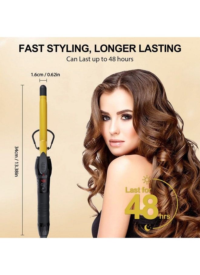 DAN Technology - 5/8 Inch Tourmaline Ceramic Hair Curling Iron 0.6 Inch Curling Wand With Lcd Screen For Hairdressing Beauty School Hair Salon Fast Heating 60 Min Auto Off (Gold Black) - Image 1