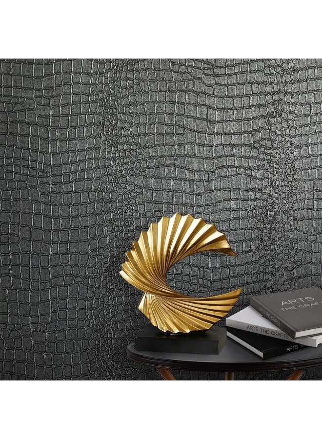 Zeeko Black Peel and Stick Wallpaper 23.6" x 120" Removable Crocodile Wallpaper Embossed Contact Paper Textured Wall Paper for Cabinet Bedroom Bathroom - Image 3