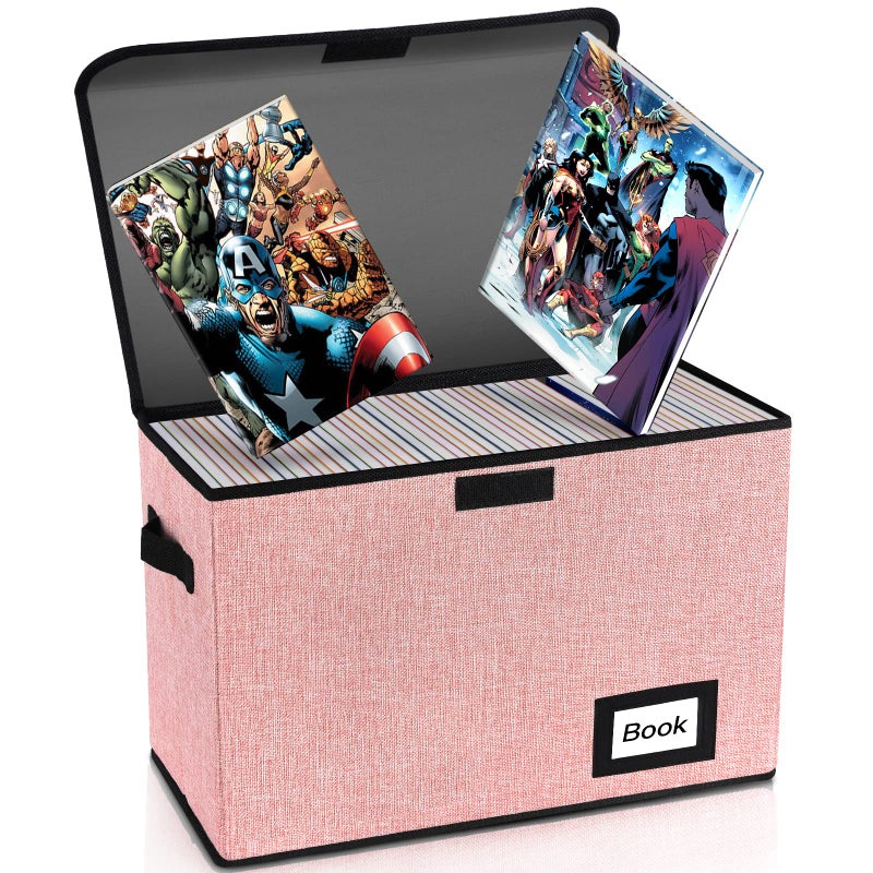 YNSZAS Collection Comic Book Storage Box 158 X 78 X 118 Collapsible Comic Short Box Holds 160180 Comic Book Heavy Duty Bin Container Holder Shelf Protector Organizer Pink