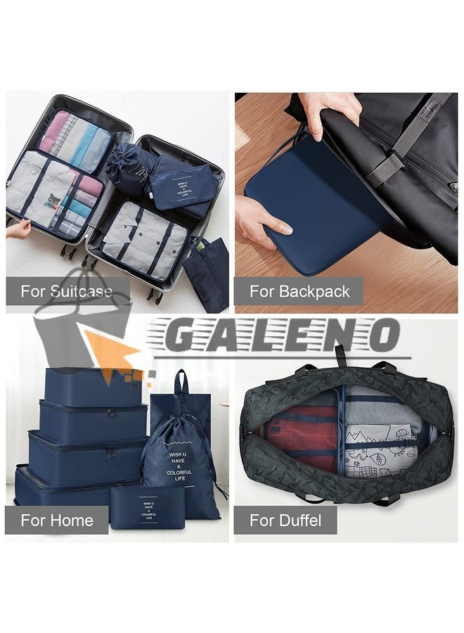 GALENO مجموعة GALENO 7 من مكعبات التعبئة للحقائب قابلة للطي منظم حقائب السفر مع حقيبة غسيل وحقيبة أحذية للنساء والرجال مكعبات تعبئة خفيفة الوزن، أزرق، مقاس واحد (أزرق، نايلون) - Image 3