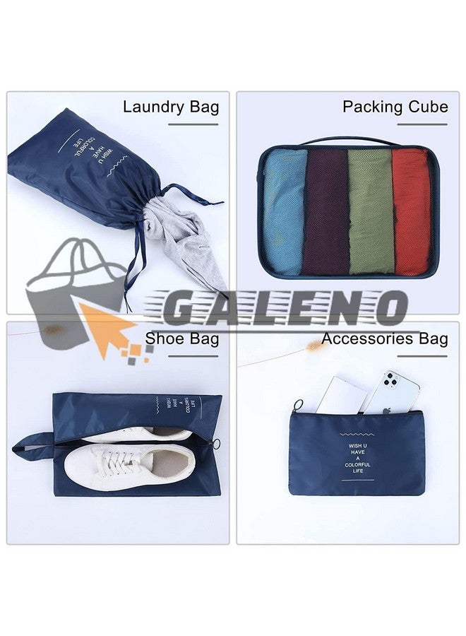 GALENO مجموعة GALENO 7 من مكعبات التعبئة للحقائب قابلة للطي منظم حقائب السفر مع حقيبة غسيل وحقيبة أحذية للنساء والرجال مكعبات تعبئة خفيفة الوزن، أزرق، مقاس واحد (أزرق، نايلون) - Image 4