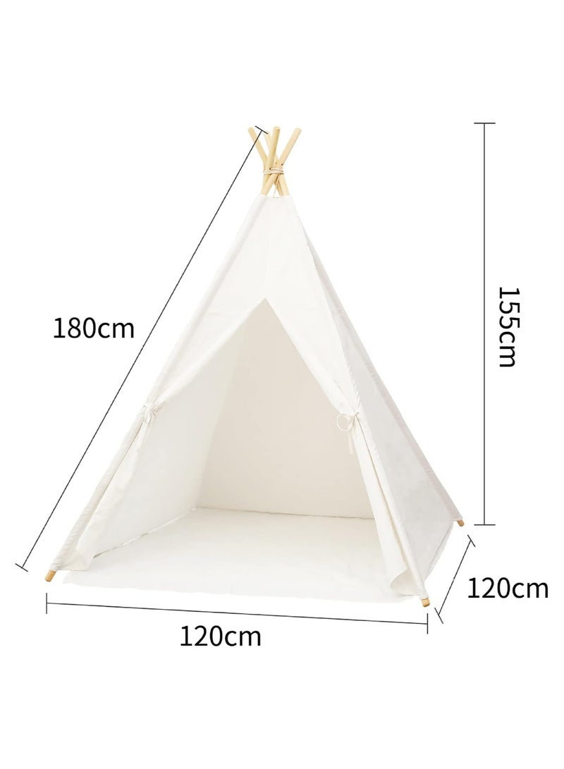BLOOMING TIME Teepee Tent with Mat & Star Lights String & Carry Bag, Inner Pockets, Window, Foldable Canvas Teepee Tent Indoor Outdoor Games-Kids Playhouse-Kids Tent for Girls, Boys & Adults - Image 5