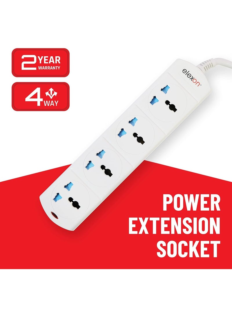 Elexon Universal Power Extension Cord with 4 Power Sockets 2 meter cable, 4 Way Power Strip ESMA Certified White - Image 5