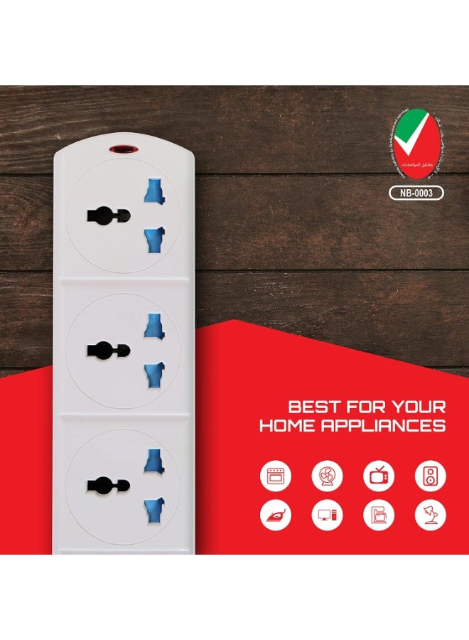 Elexon Universal Power Extension Cord with 4 Power Sockets 2 meter cable, 4 Way Power Strip ESMA Certified White - Image 2