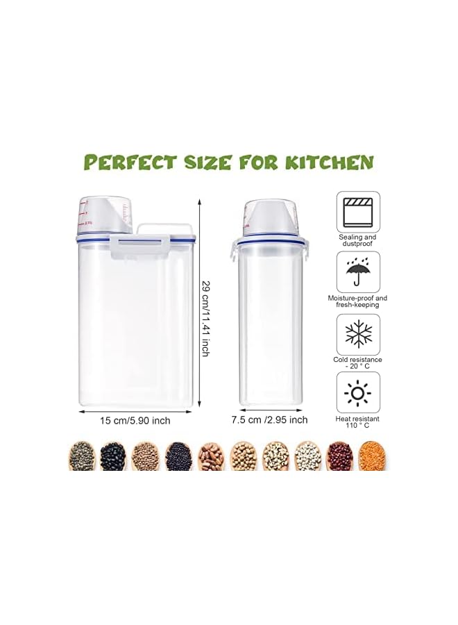 Zaboon حاوية دقيق الشوفان موزع 2 عبوة حاوية تخزين الأرز بتصميم محكم + كوب قياس + فوهة صب + سعة 2 كجم مثالية لتنظيم السكر والحبوب والدقيق والمكسرات (4 قطع) - Image 3