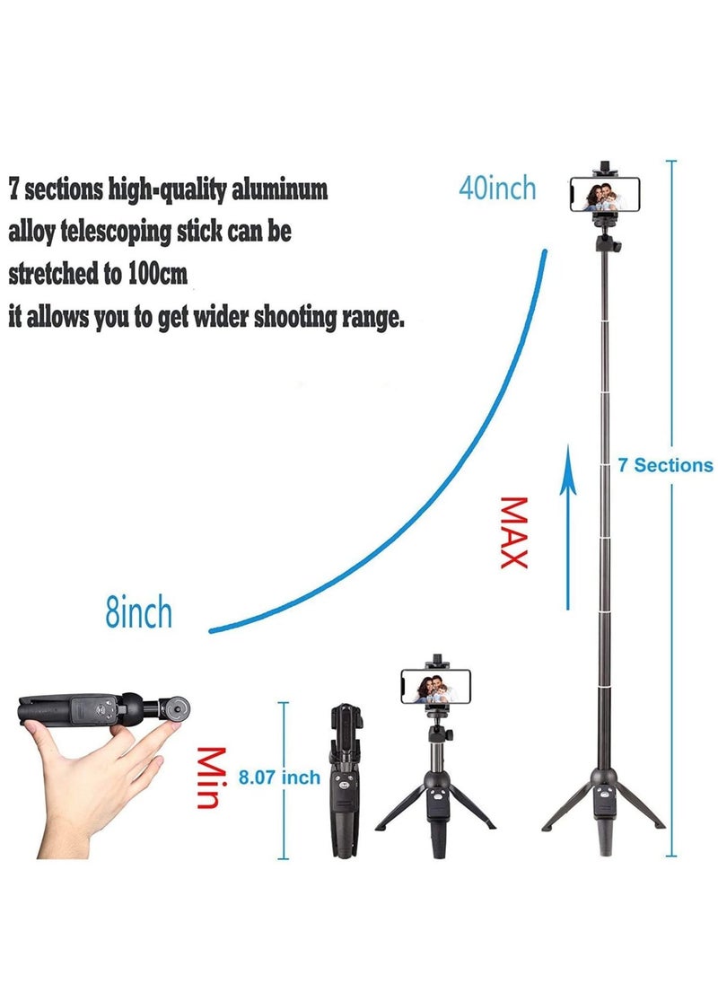 DUSALA - Selfie Stick For Phone Size 4.5-6.2Inch, Extendable Selfie Stick Tripod with Bluetooth Wireless Remote Phone Holder - Image 1