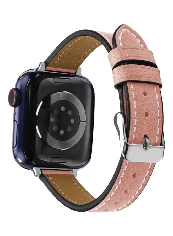 HuHa Vintage Leather Replacement Watchbands, For Apple Watch Series 1/2/3/4/5/6/7/SE 38-40-41mm Light Pink - Image 2