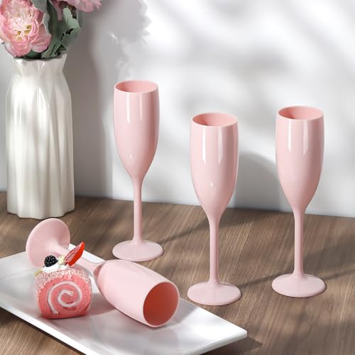 XUWAIDSGN Champagne Flute Acrylic Champagne Glasses Wedding Toasting Champagne Flute Goblet Plastic Reusable Unbreakable Champagne Cups for Bachelorette Wedding Bridal Shower Party (Light Pink, 10) - Image 5