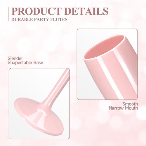 XUWAIDSGN Champagne Flute Acrylic Champagne Glasses Wedding Toasting Champagne Flute Goblet Plastic Reusable Unbreakable Champagne Cups for Bachelorette Wedding Bridal Shower Party (Light Pink, 10) - Image 3