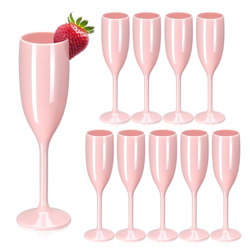 XUWAIDSGN Champagne Flute Acrylic Champagne Glasses Wedding Toasting Champagne Flute Goblet Plastic Reusable Unbreakable Champagne Cups for Bachelorette Wedding Bridal Shower Party (Light Pink, 10) - Image 1