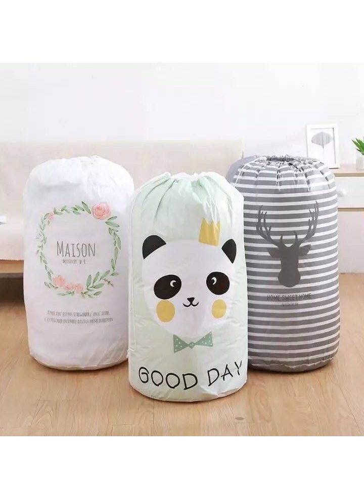 Generic Foldable Clothes and Blanket Storage Bag (2 Pack) Large Capacity with Drawstring for Storing Clothes, Toys, Quilts and Small Items - Wanda.Store⚜️, Microfiber, Multicolor  - Image 3