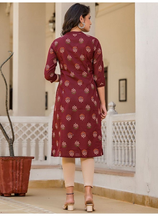 AKS Maroon Button Down A-Line Kurta  - Image 4