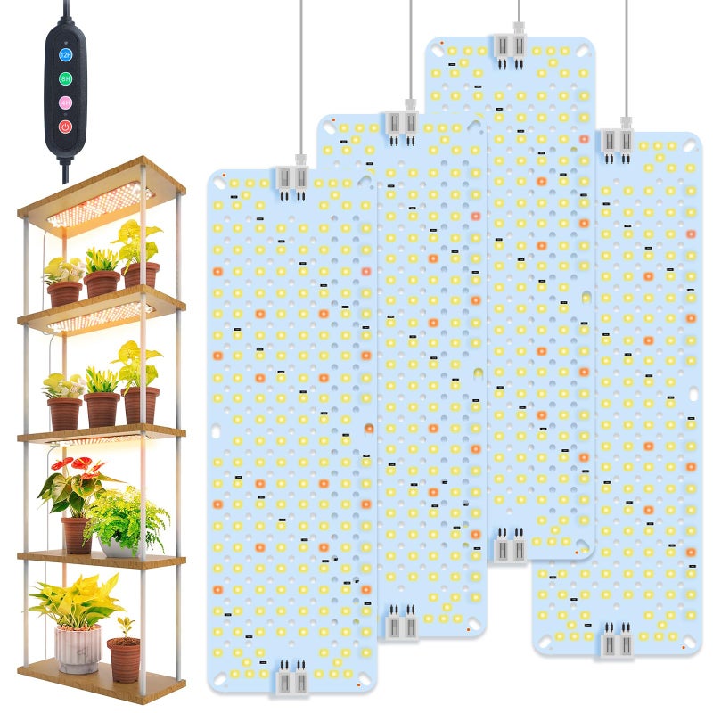 FECiDA 4-Pack Panel Grow Lights for Indoor Plants, FECiDA 2026 LED Plant Grow Light for Under Cabinet Plants, Full Spectrum Growing Lamp with 4,8,12,16,20 Hr Timer, Free Linking - Image 1