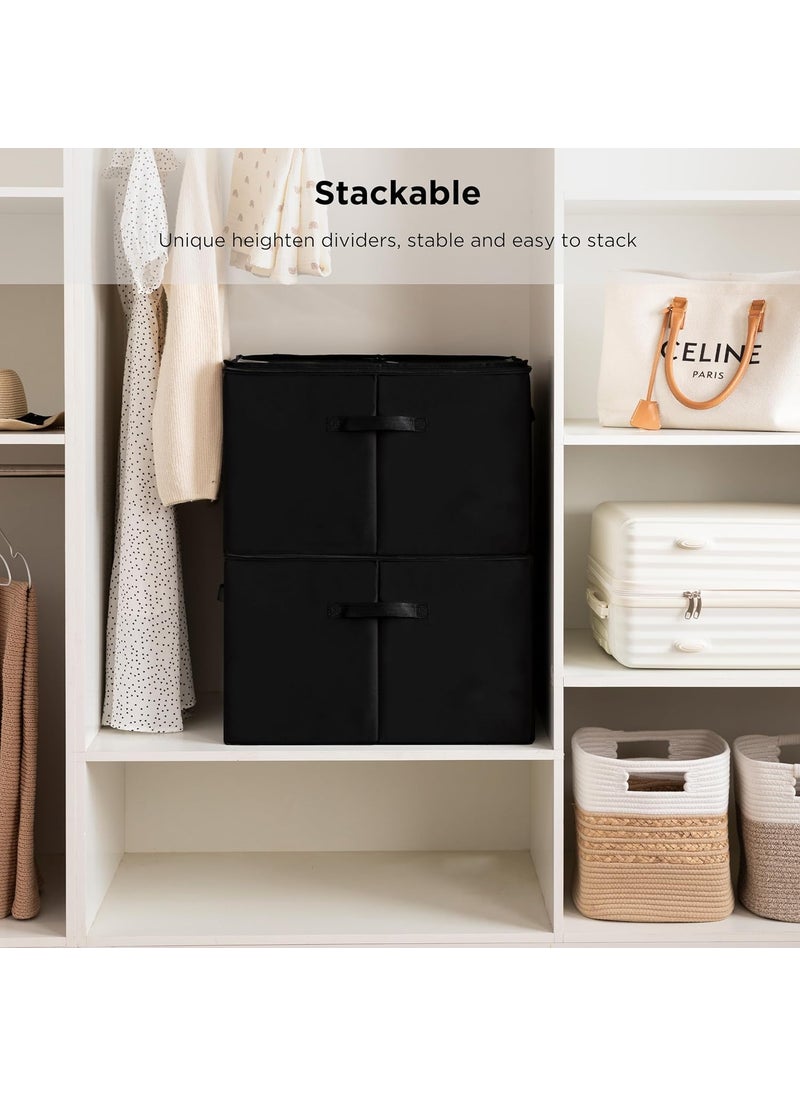 AMPLIN AMPLIN Foldable Shoe Organizer for Closet Shoe Storage Containers with Transport Cover Space Saving Black Shoe Box Fit 16 Pairs Fabric Shoe Storage Baskets Entryway  - Image 4