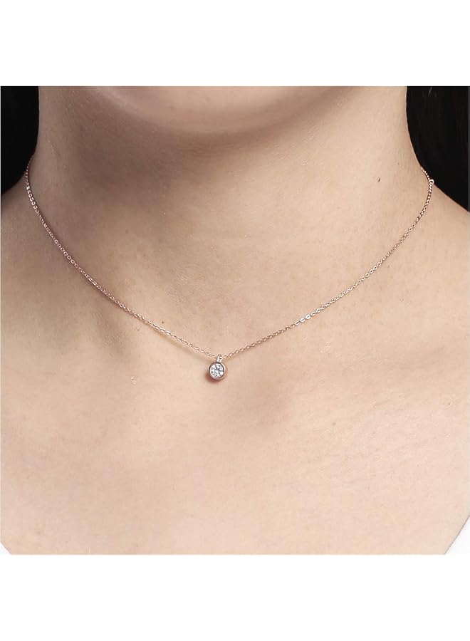 ألوان قلادة تشوكر مطلية بالذهب الوردي من الفضة للنساء Ee4589Nbeslr - Image 4