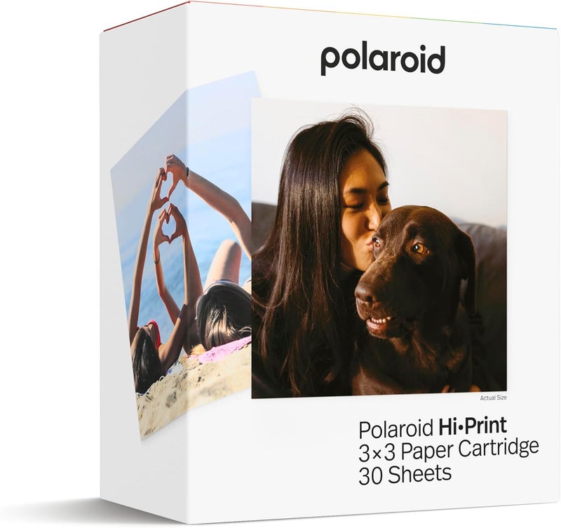Polaroid خرطوشة ورق هاي-برينت | 3x3 بوصة 30 قطعة من أوراق الصور، طباعة مربعة بجودة استوديو، طباعة سريعة خلال 50 ثانية من الهواتف الذكية، تعمل مع طابعة الصور الجيب هاي-برينت 3x3 - Image 1