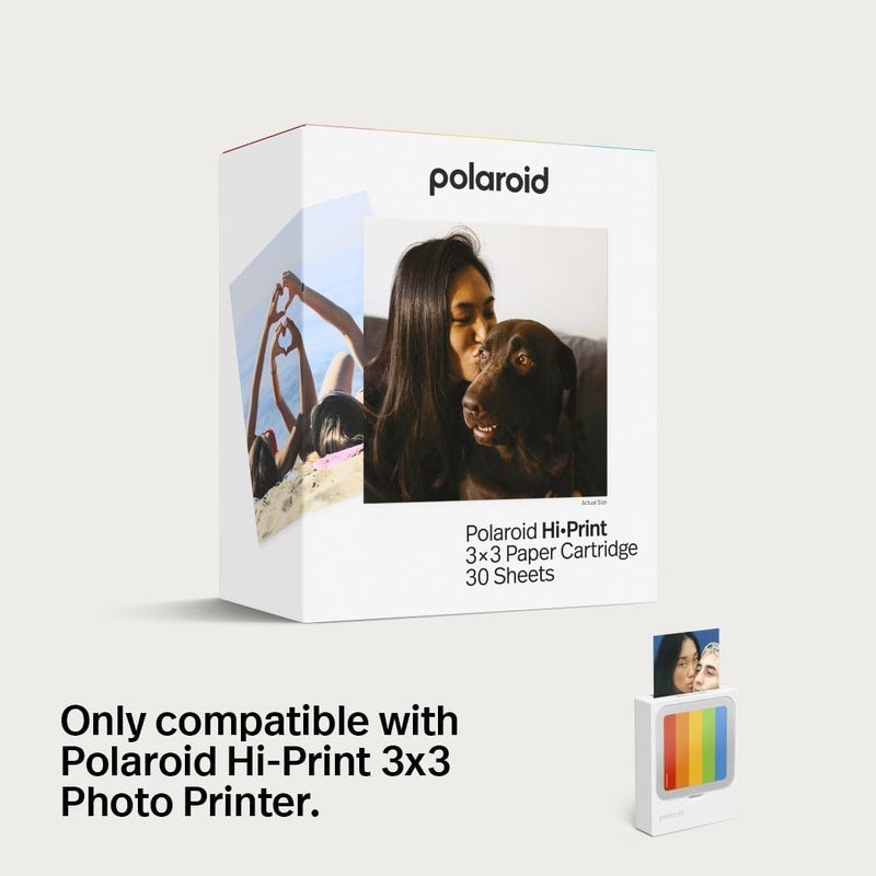 Polaroid خرطوشة ورق هاي-برينت | 3x3 بوصة 30 قطعة من أوراق الصور، طباعة مربعة بجودة استوديو، طباعة سريعة خلال 50 ثانية من الهواتف الذكية، تعمل مع طابعة الصور الجيب هاي-برينت 3x3 - Image 4