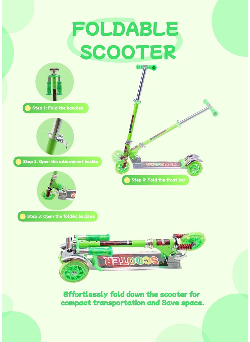 EASY FUTURE Rear Brake with LED PU Wheels Kick Scooter, Scooters for Kids with Foldable & Height Adjustable Handle, Kids Scooter for 3 to 8 Years Including Protective Gear Set - Image 2