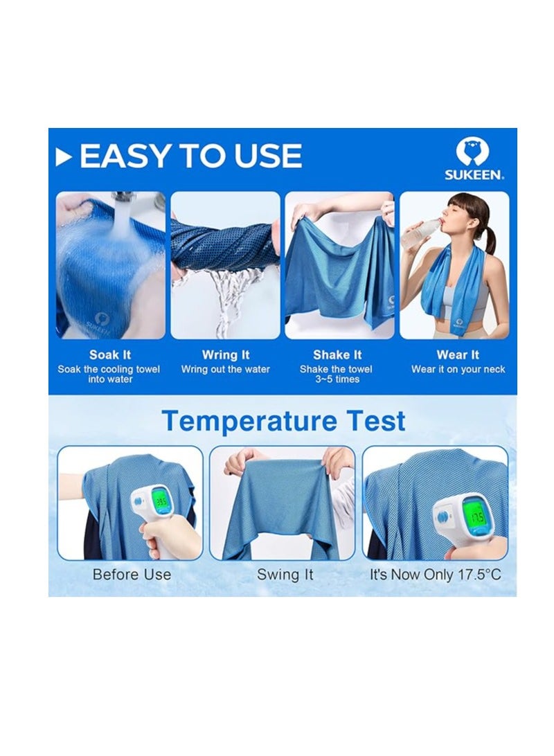 سوكين [طقم 4 قطع] مناشف تبريد 40"x12" – مناشف ميكروفايبر باردة ناعمة وقابلة للتنفس لليوغا، الجري، النادي، التمارين والتخييم - Image 4