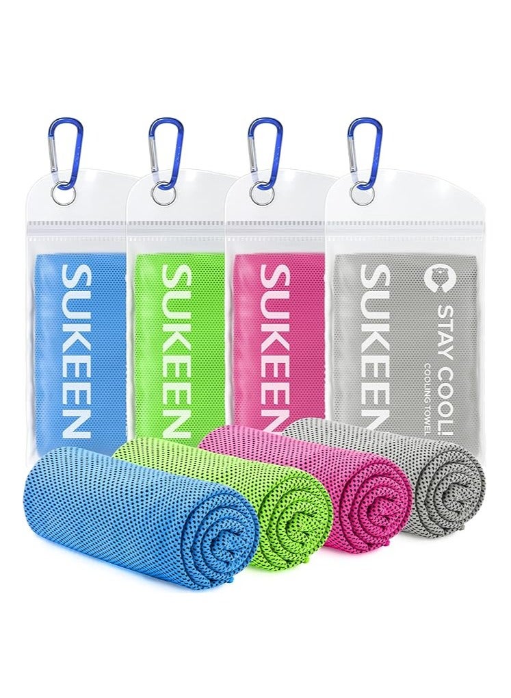 سوكين [طقم 4 قطع] مناشف تبريد 40"x12" – مناشف ميكروفايبر باردة ناعمة وقابلة للتنفس لليوغا، الجري، النادي، التمارين والتخييم - Image 1