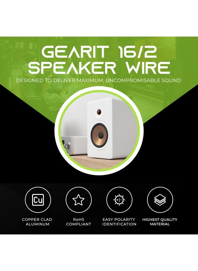 GearIT - 16Awg Speaker Wire, Gearit Pro Series 16 Gauge Speaker Wire Cable (100 Feet / 30.48 Meters) Great Use For Home Theater Speakers And Car Speakers, White - Image 1