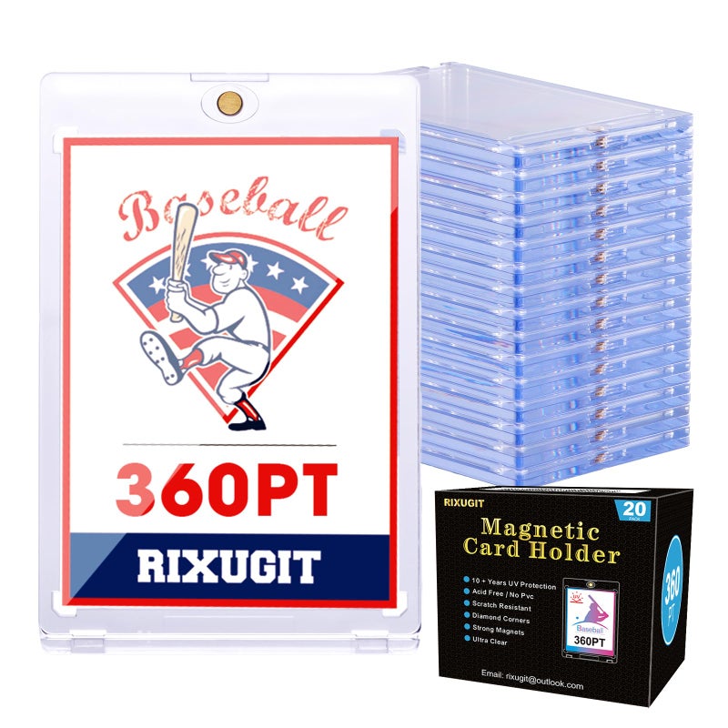 RIXUGIT 20-Pack Magnetic Card Holders - 360pt Thick Card One Touch Holder, Magnetic Card Case, UV Protection, Fits Trading Cards, Baseball Card, Sports,Gaming & Collectible Cards, Durable Secure Storage ï»¿ - Image 1