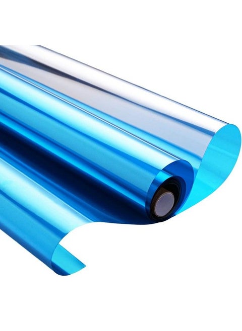 Reflective Window Film One Way Privacy Daytime Nonadhensive Static Cling Window Tint Anti Uv Heat Control Mirron Film For Home And Office Bluesilver 17.7 Inch*6.5 Feet