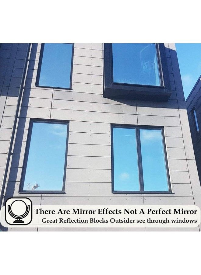 Bloss - Reflective Window Film One Way Privacy Daytime Nonadhensive Static Cling Window Tint Anti Uv Heat Control Mirron Film For Home And Office Bluesilver 17.7 Inch*6.5 Feet - Image 1