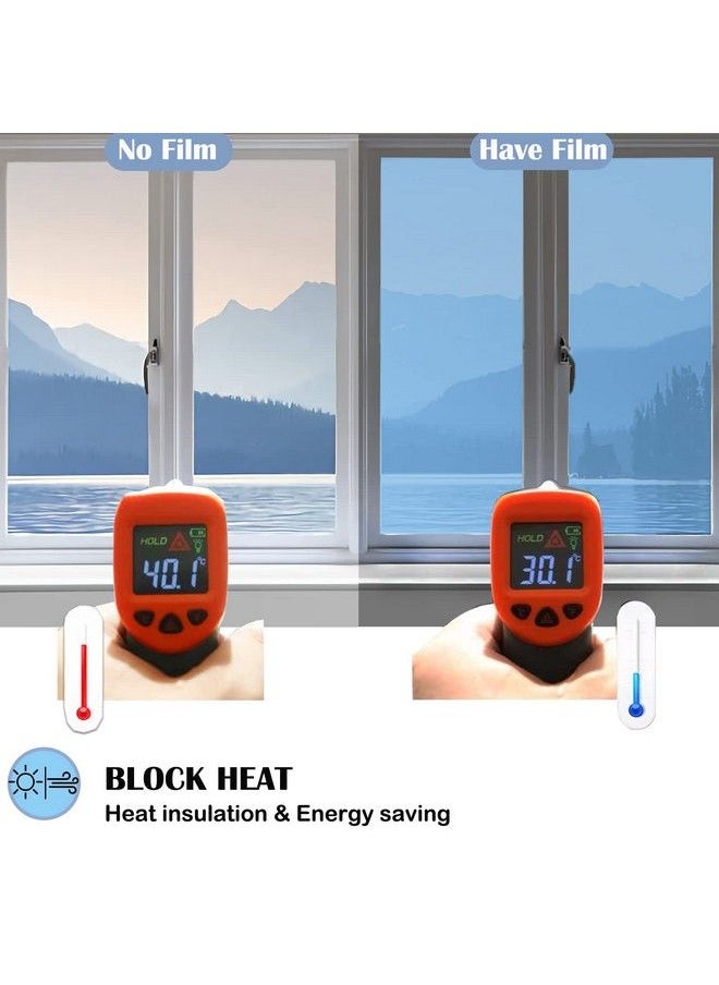 Bloss - Reflective Window Film One Way Privacy Daytime Nonadhensive Static Cling Window Tint Anti Uv Heat Control Mirron Film For Home And Office Bluesilver 17.7 Inch*6.5 Feet - Image 1