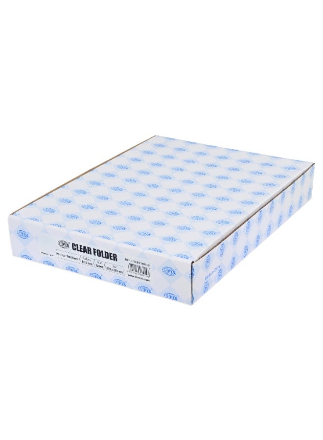 FIS حافظة شفافة، حجم A4 (210x297 مم)، سمك 0.15 مم، بلاستيك، علبة من 100 قطعة، لون أخضر شفاف - FSCIE310GR/100 - Image 2