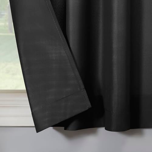 No. 918 Martine Microfiber Semi-Sheer Rod Pocket Kitchen Curtain Valance and Tiers Set, 54" x 24", Black - Image 3